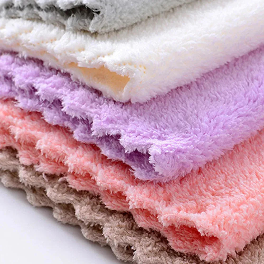 Quick Microfiber Dry Clean Handkerchief Supplies Coral Velvet Face Towel Absorbent High-density Square Hand Towel Cleaning Wipes