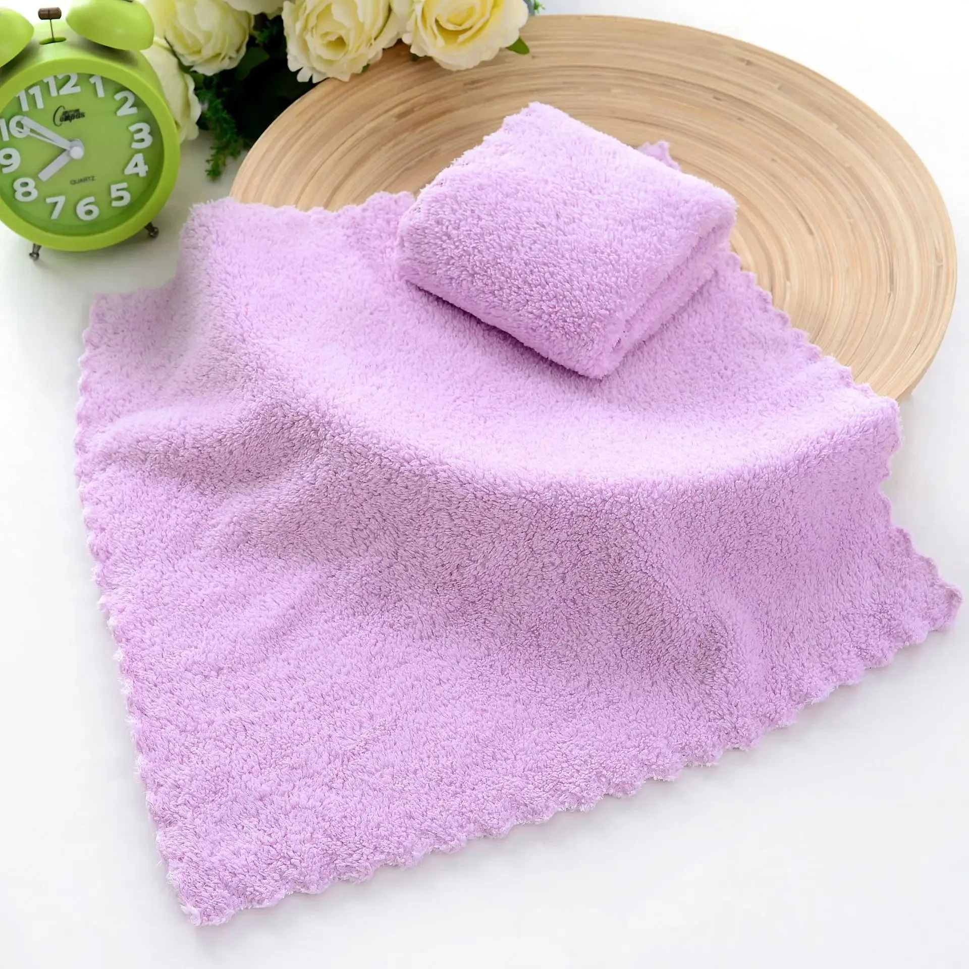 Quick Microfiber Dry Clean Handkerchief Supplies Coral Velvet Face Towel Absorbent High-density Square Hand Towel Cleaning Wipes