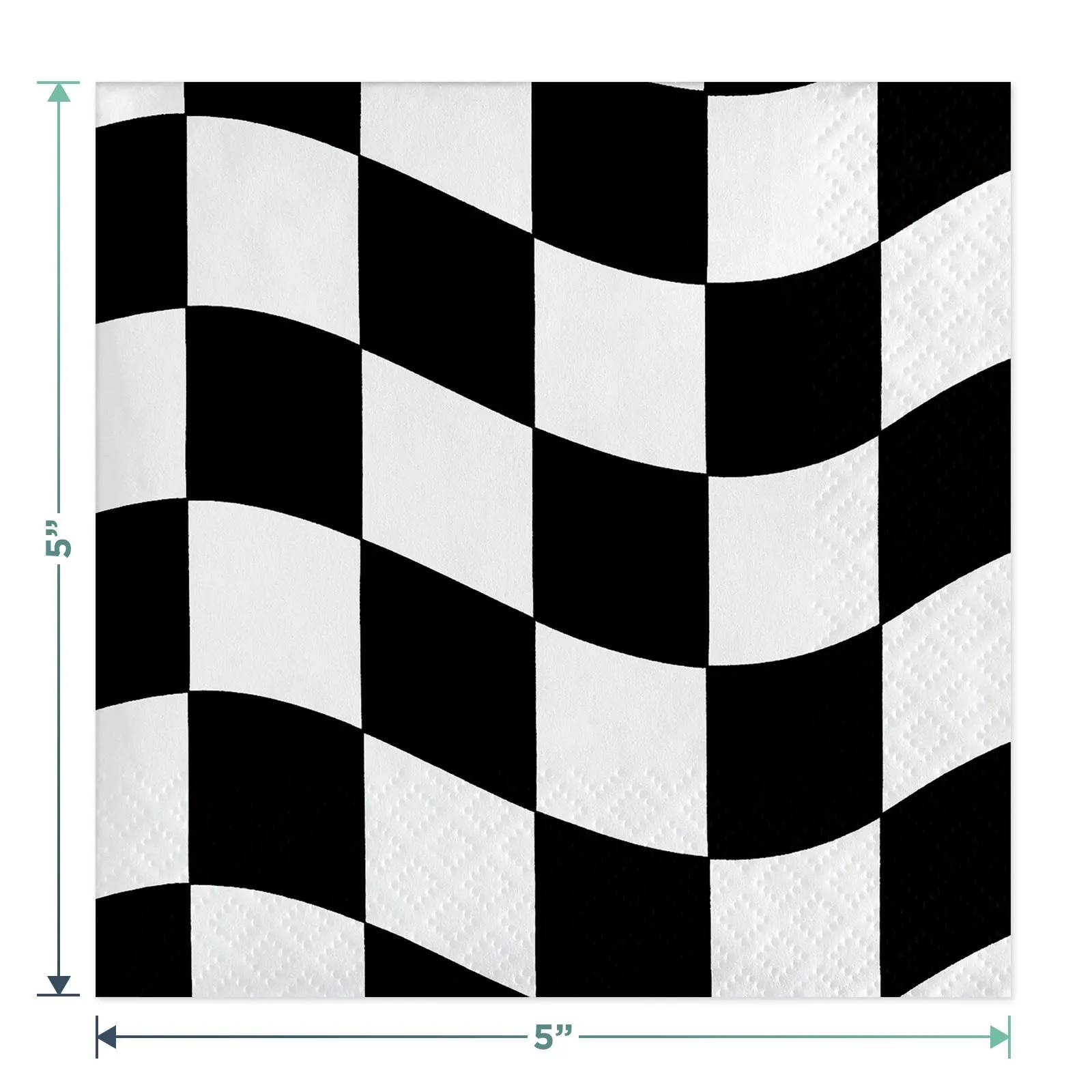 Race Party Supplies - Checkered Flag Racecar Dessert Plates, Napkins, Cups, and Table Runner Set (Serves 16)