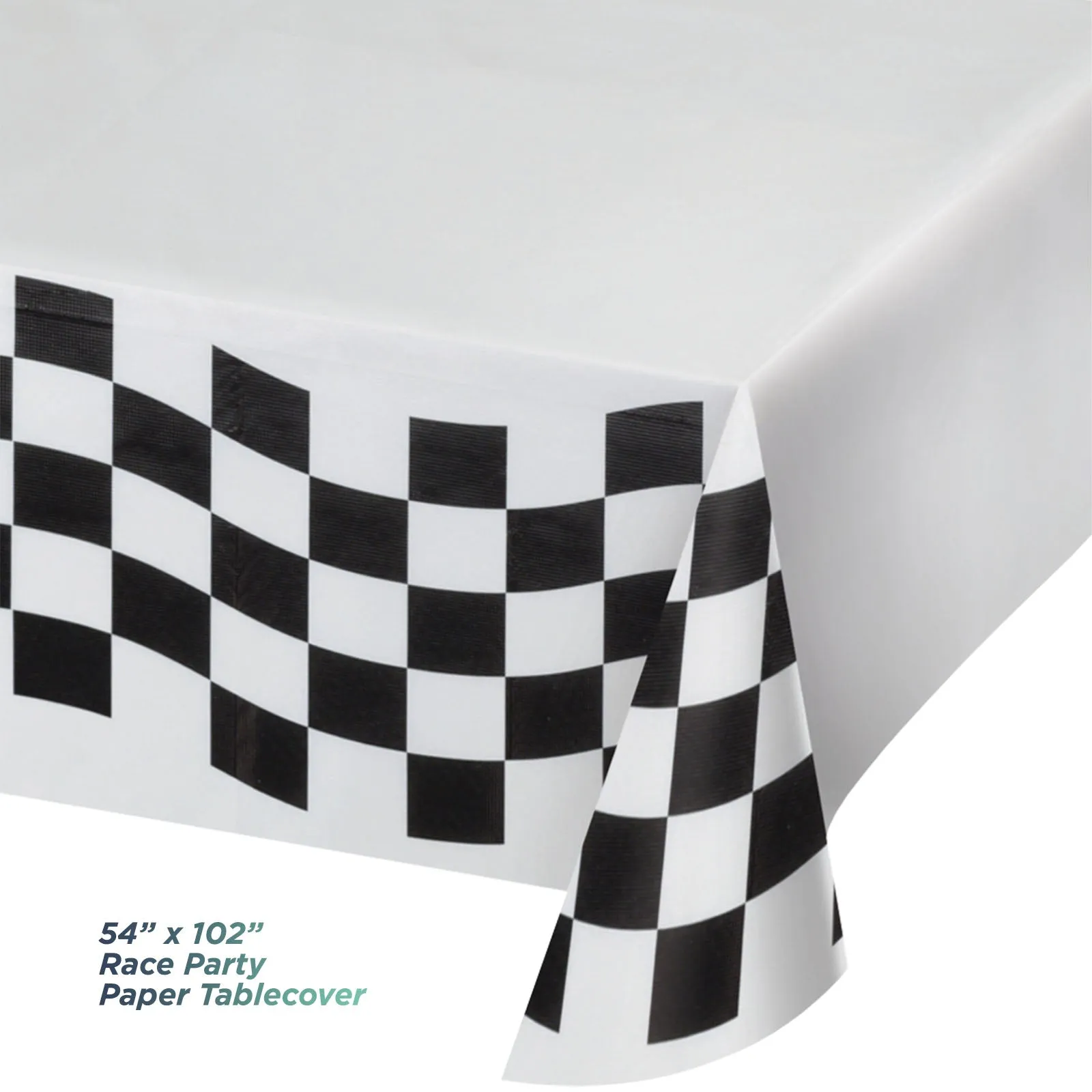 Race Party Supplies - Checkered Flag Racecar Dessert Plates, Napkins, Cups, and Table Runner Set (Serves 16)