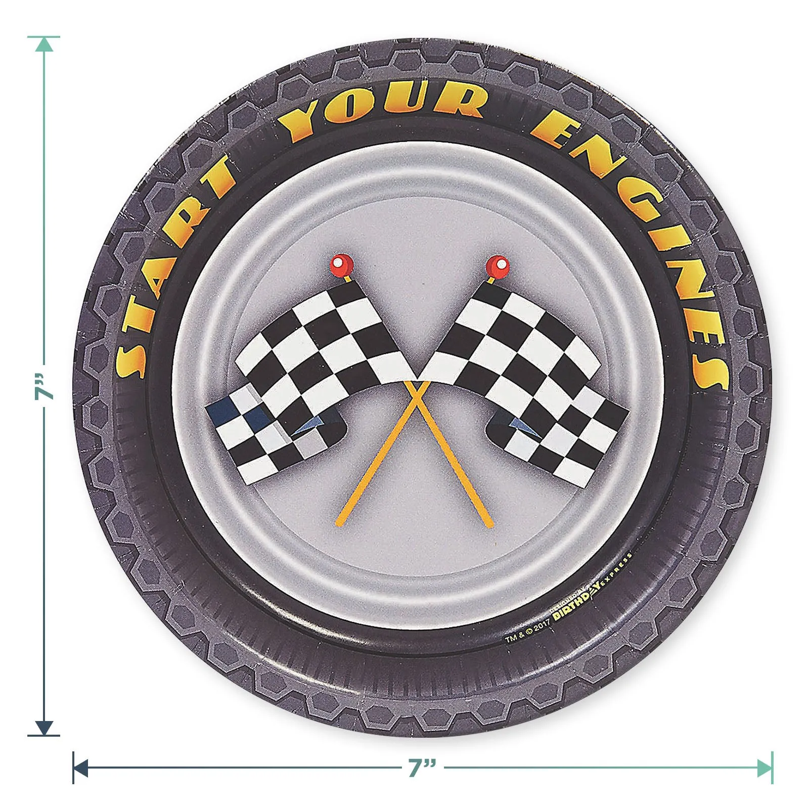 Race Party Supplies - Checkered Flag Racecar Dessert Plates, Napkins, Cups, and Table Runner Set (Serves 16)