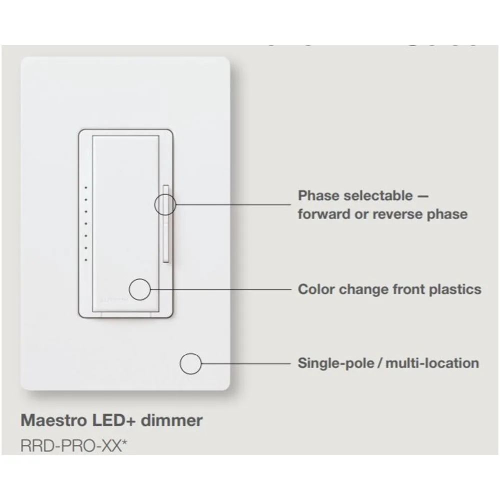 RadioRA 2 Maestro Pro Smart LED  Dimmer Switch, Single Pole/Multi-Location, Black