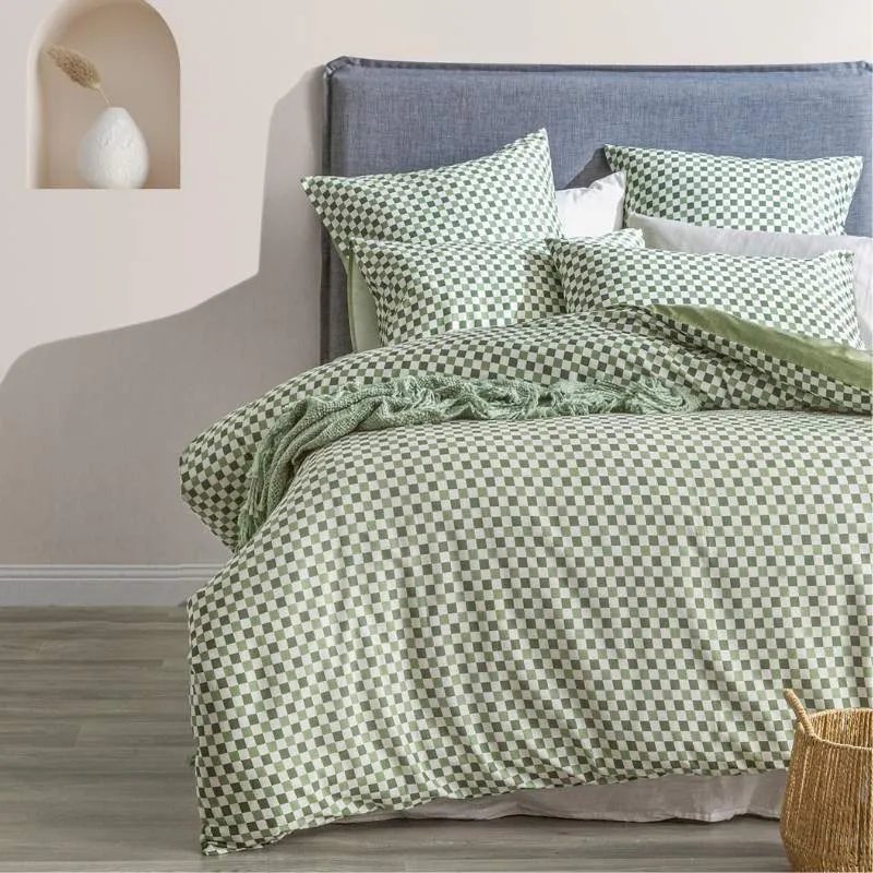 Renee Taylor Reversible Chessboard Sage European Pillowcase