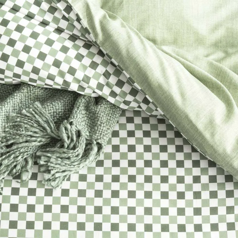 Renee Taylor Reversible Chessboard Sage European Pillowcase