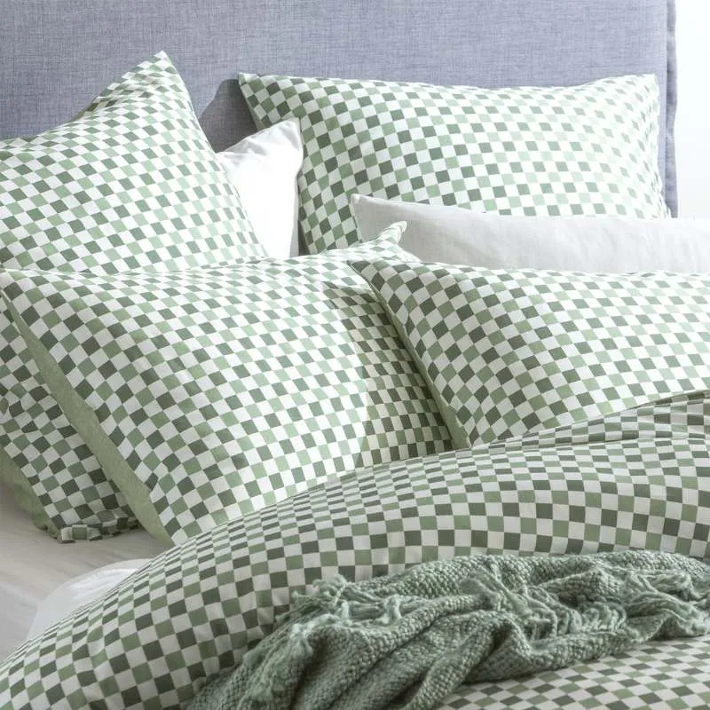 Renee Taylor Reversible Chessboard Sage European Pillowcase