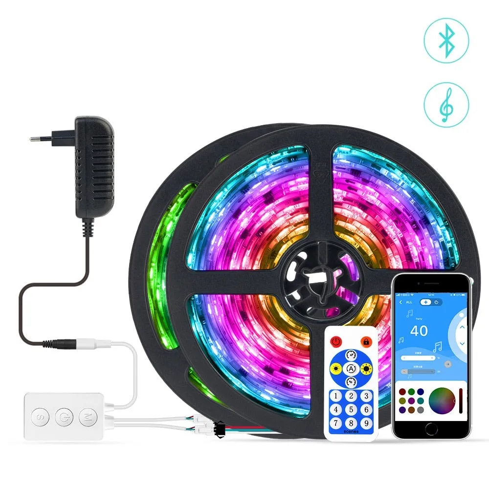 RGBIC LED Strip Light Bluetooth Music APP Control RGB IC Flexible Multicolor Led Light Strip for Room TV Bedroom Party Kitchen 10M 20M