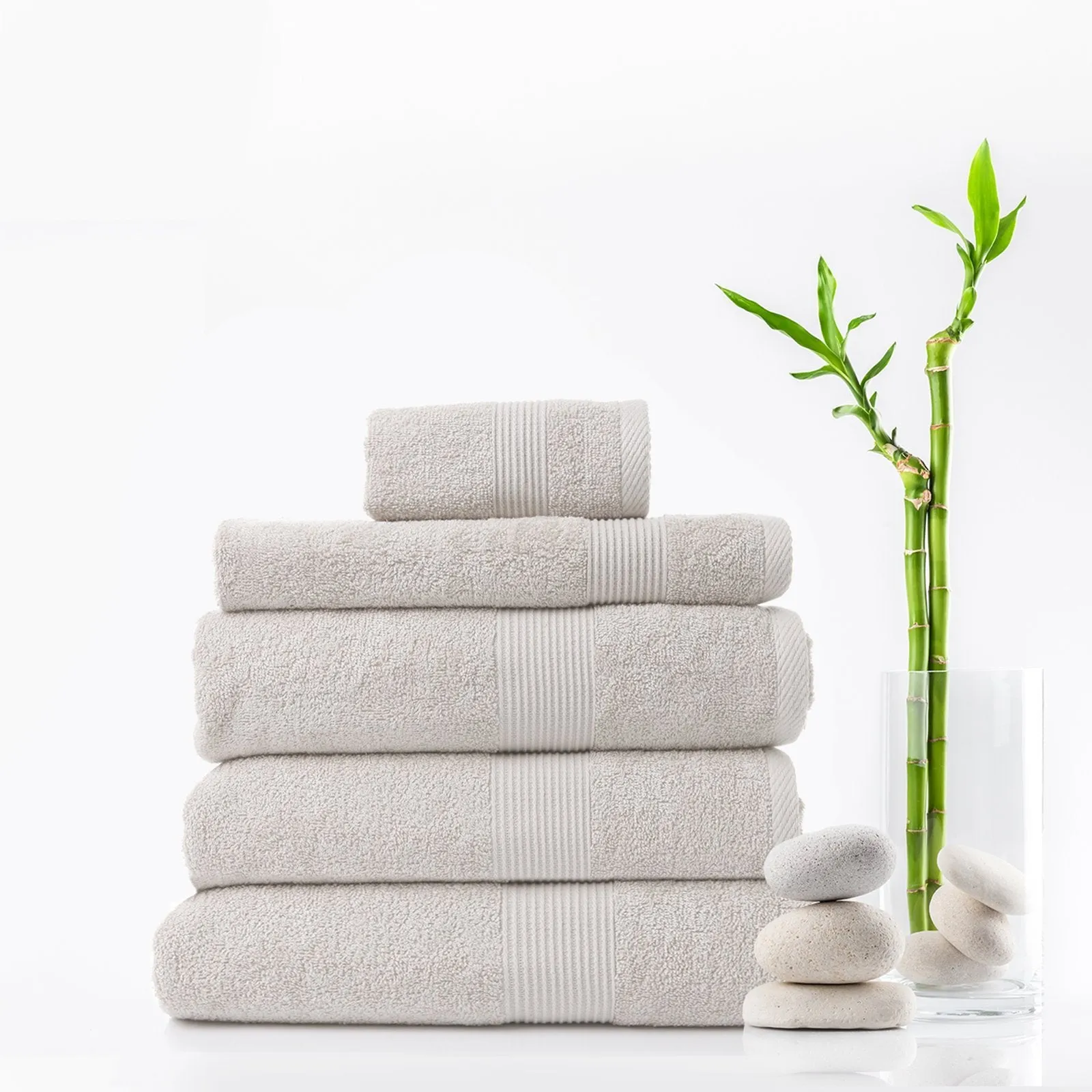 Royal Comfort 5 Piece Cotton Bamboo Towel Set 450GSM Luxurious Absorbent Plush Sea Holly