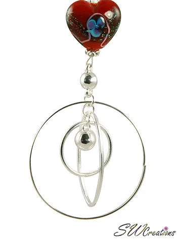 Ruby Heart Crystal Beaded Fan Pull