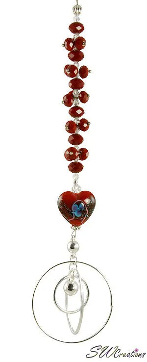 Ruby Heart Crystal Beaded Fan Pull