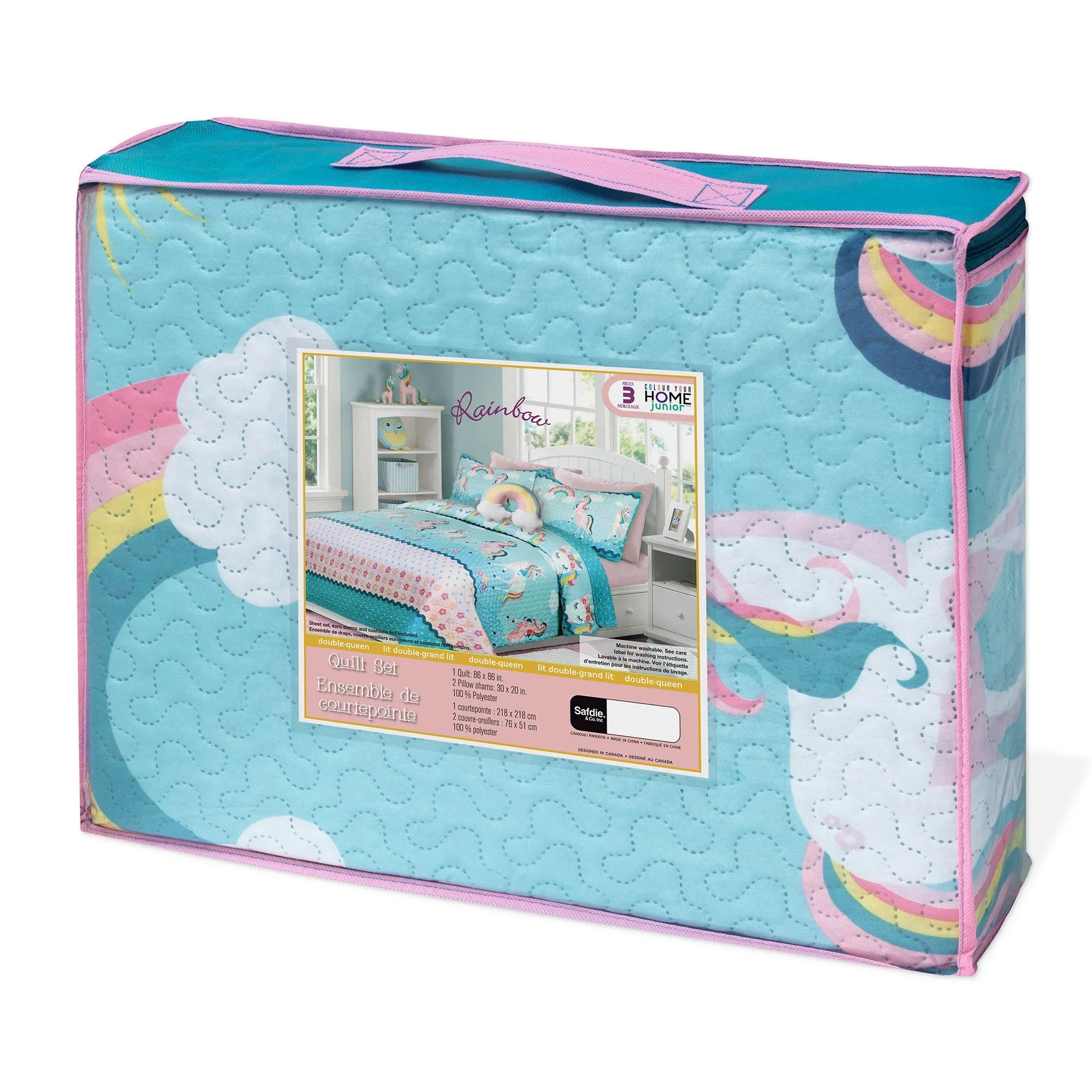 Safdie & Co. Quilt 3PC Set DQ Rainbow