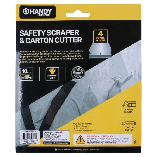 Safety Scraper & Carton Cutter With 4 Blades