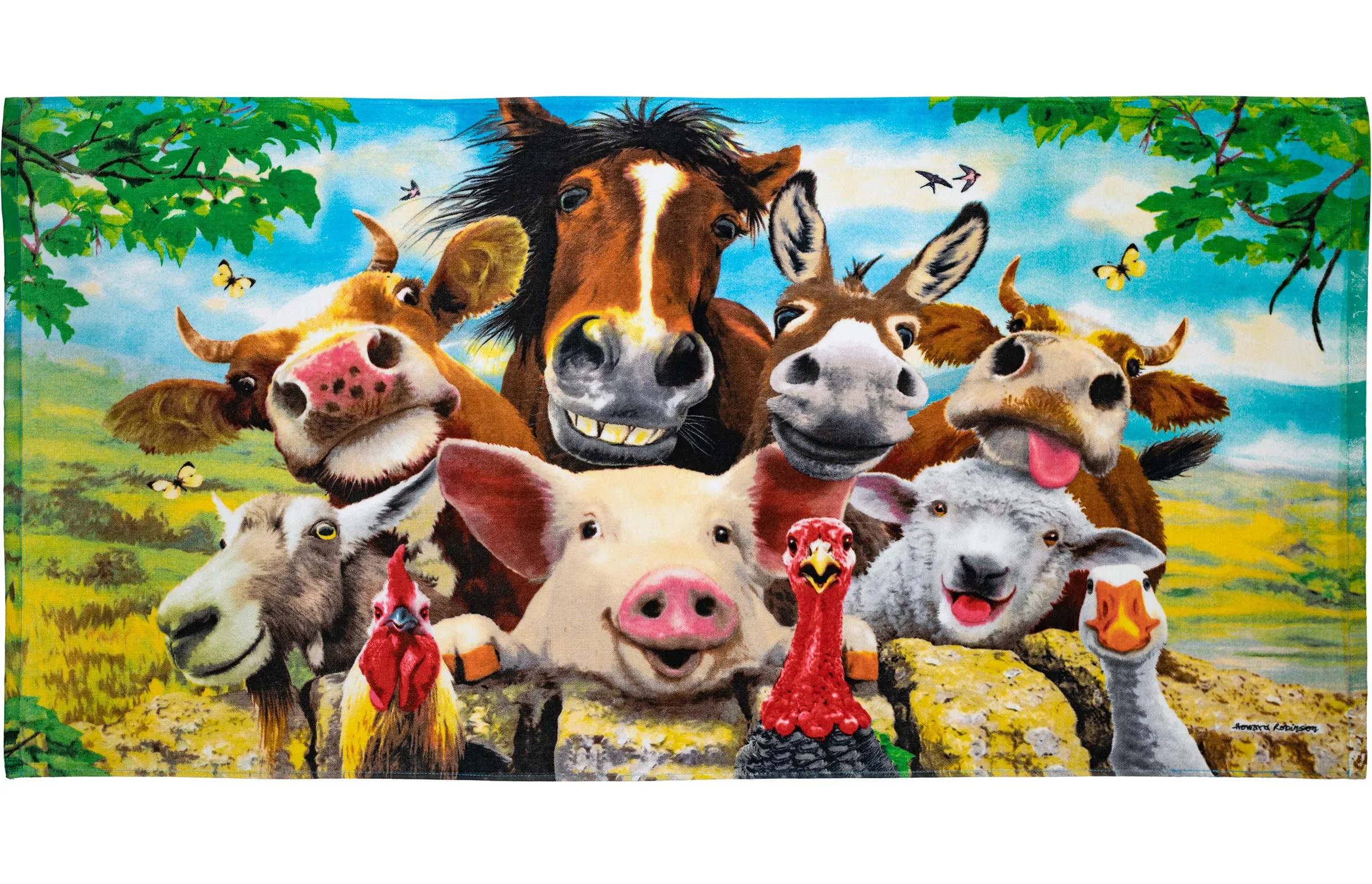 Selfie Super Soft Plush Cotton Beach Bath Pool Towel (Farm Animals