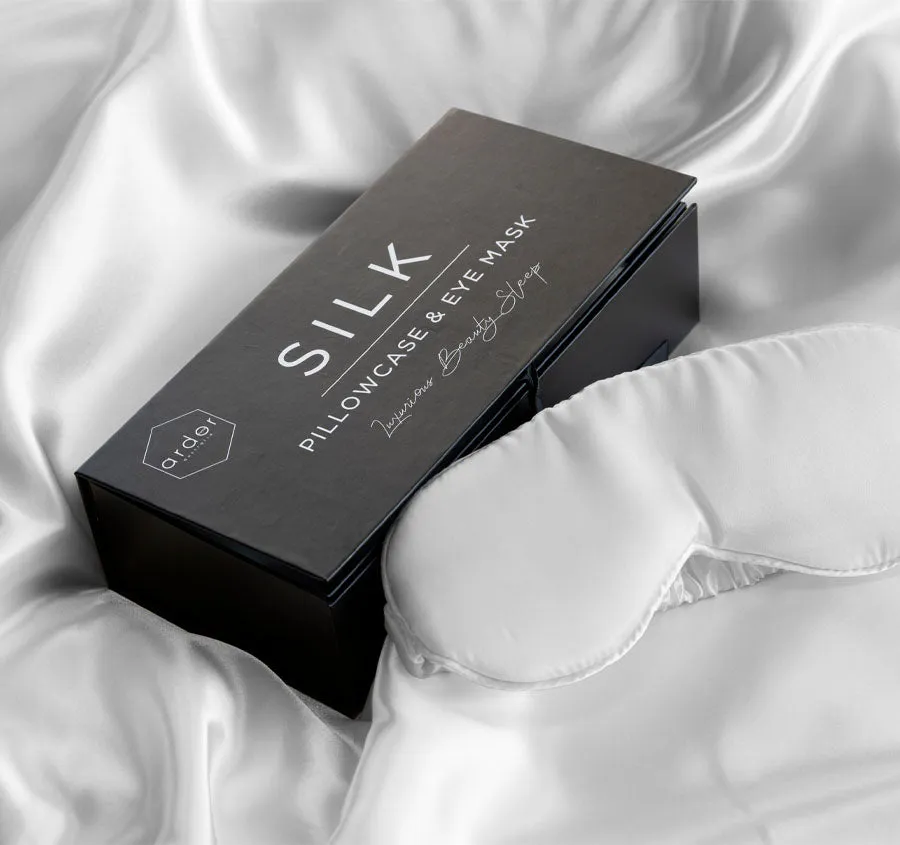 Silk Pillowcase and Eye Mask Set White