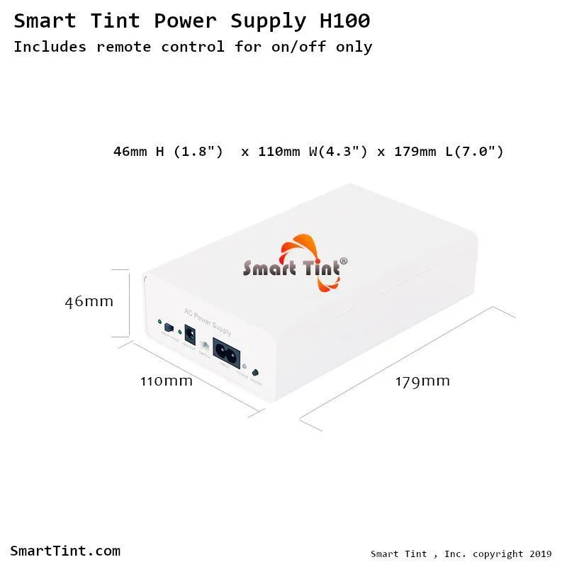 Smart Tint® Power Supply H-100R with Remote Control/Wall Switch/up to 180 sq feet