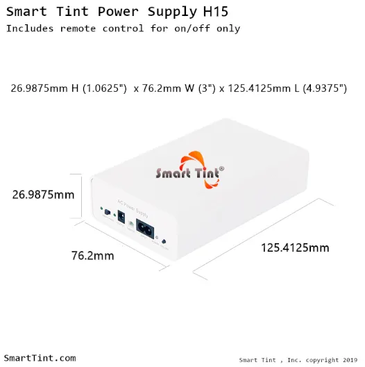 Smart Tint® Power Supply H-15R w/ Remote Control/Wall Switch/up to 30 sq feet