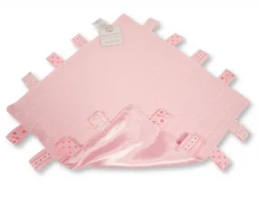 Soft Knitted Taggie Comforter with Ribbons - Pink