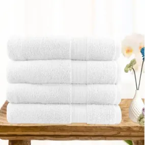 Softouch Ultra Light Quick Dry Premium Cotton 4 Piece White Bath Towel Pack