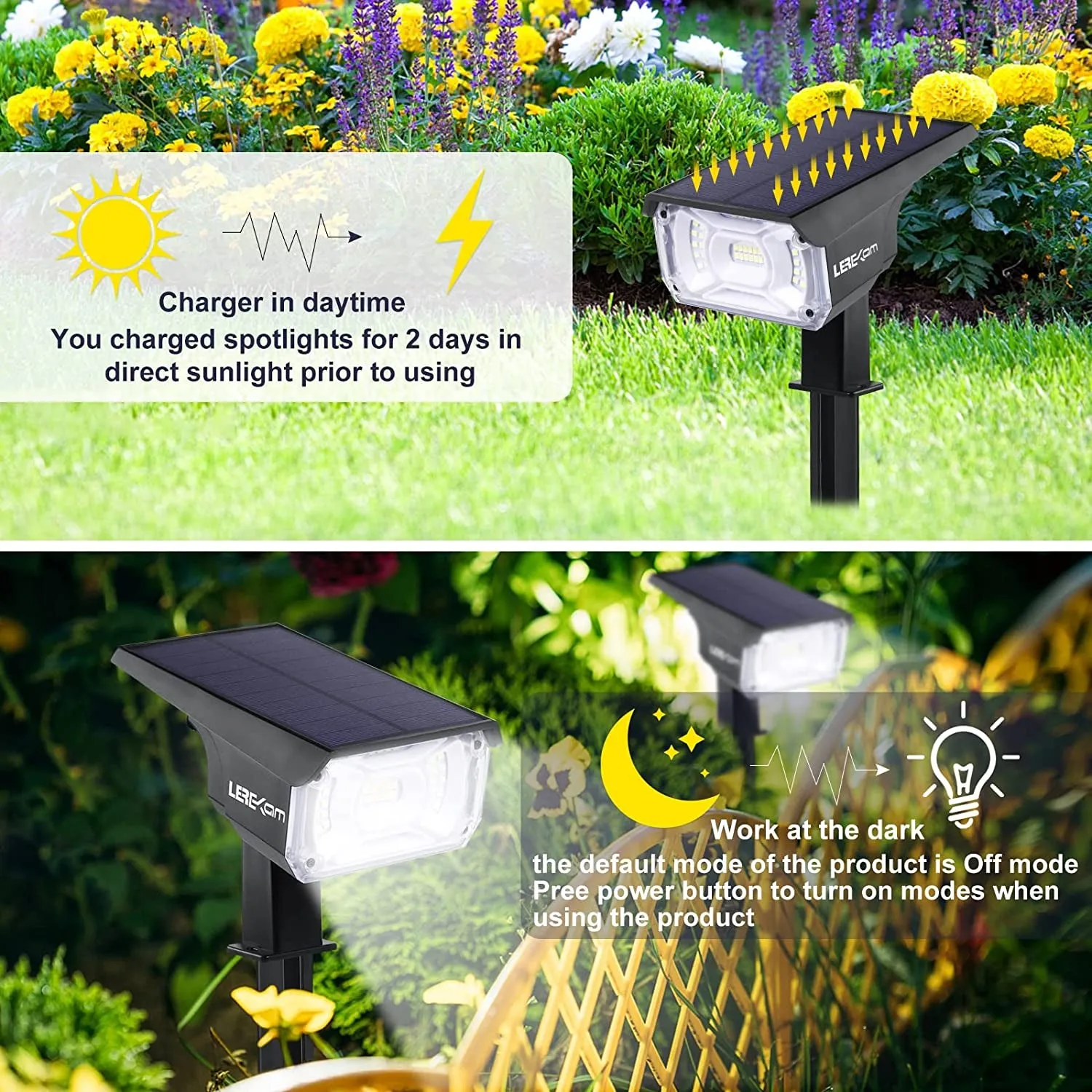 Solar Spot Lights Outdoor, IP65 Waterproof 40 Leds Solar Landscape Spotlights,Usb Solar Powered Wall Lights Dark Sensing Auto On/Off,3 Modes Outdoor Solar Garden Lights for Yard Porch 2 Pack