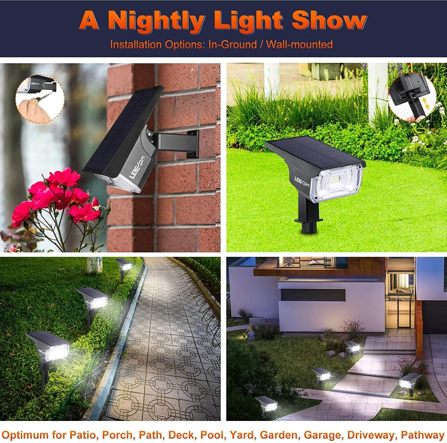 Solar Spot Lights Outdoor, IP65 Waterproof 40 Leds Solar Landscape Spotlights,Usb Solar Powered Wall Lights Dark Sensing Auto On/Off,3 Modes Outdoor Solar Garden Lights for Yard Porch 2 Pack