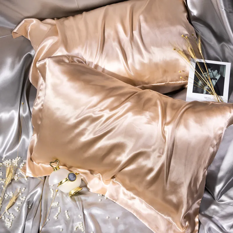 Solid Color Thick  Silk Double-sided Silk Pillowcase