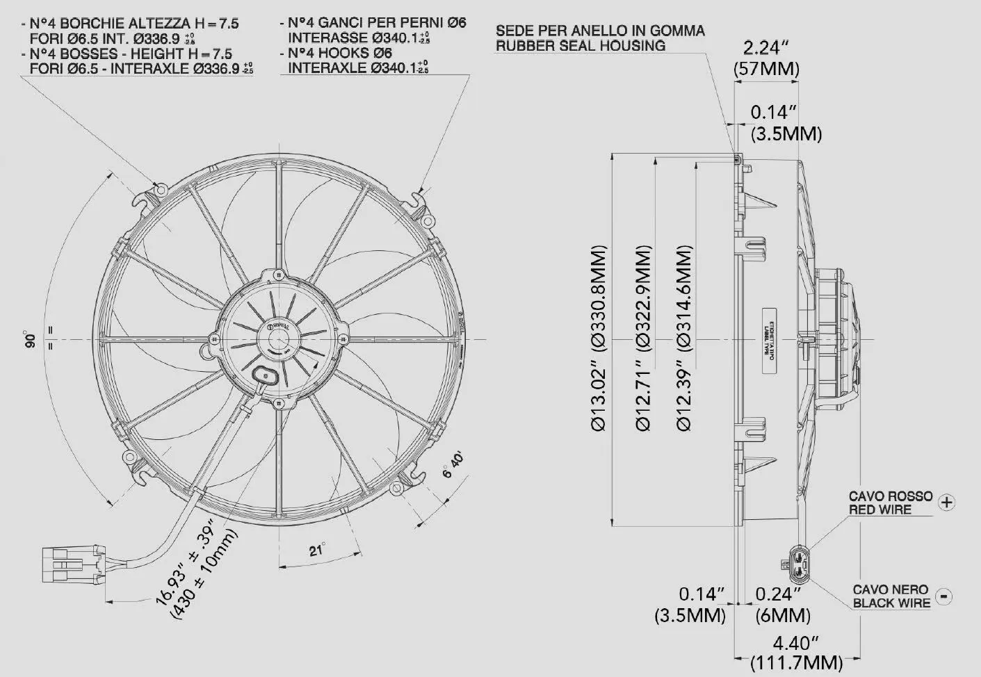 SPAL 12.00" Inch Electric Fan Puller Style Extreme Performance 1870 CFM 7 Curved Style Blades - 30103202