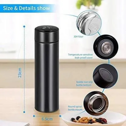 Stainless Steel Temperature Water Bottle Thermos, Double Wall Vacuum Intelligent Cup with LCD Smart Display (500 ML)