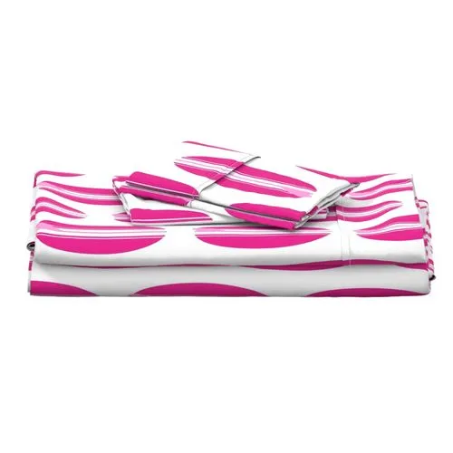 Surfer Girl Pink, White and Soft Pink Classic Surfboards Sheet Set from Surfer Bedding™️ Large Scale