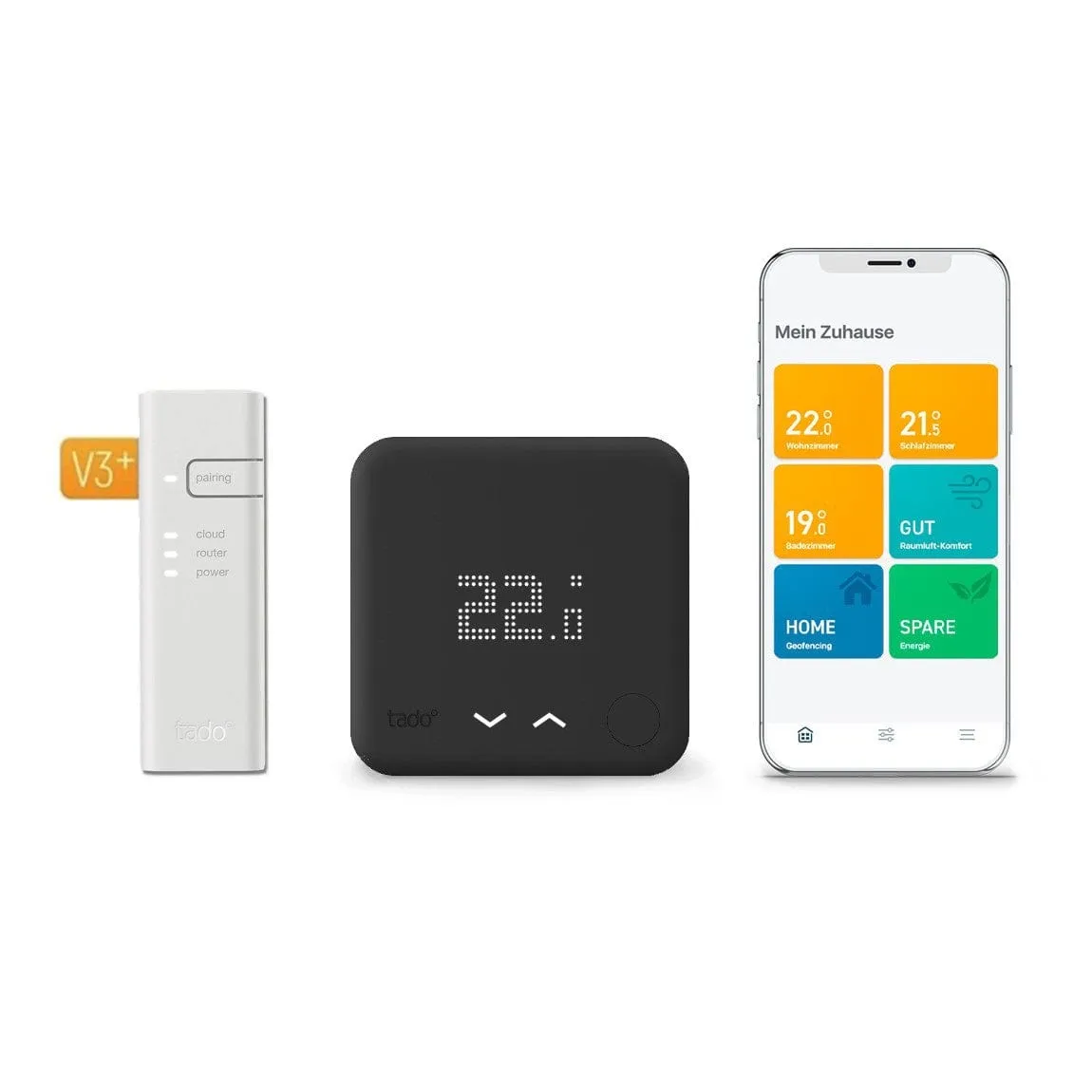 tado° Smart Thermostat Starter-Kit V3  (Schwarz, Verkabelt)