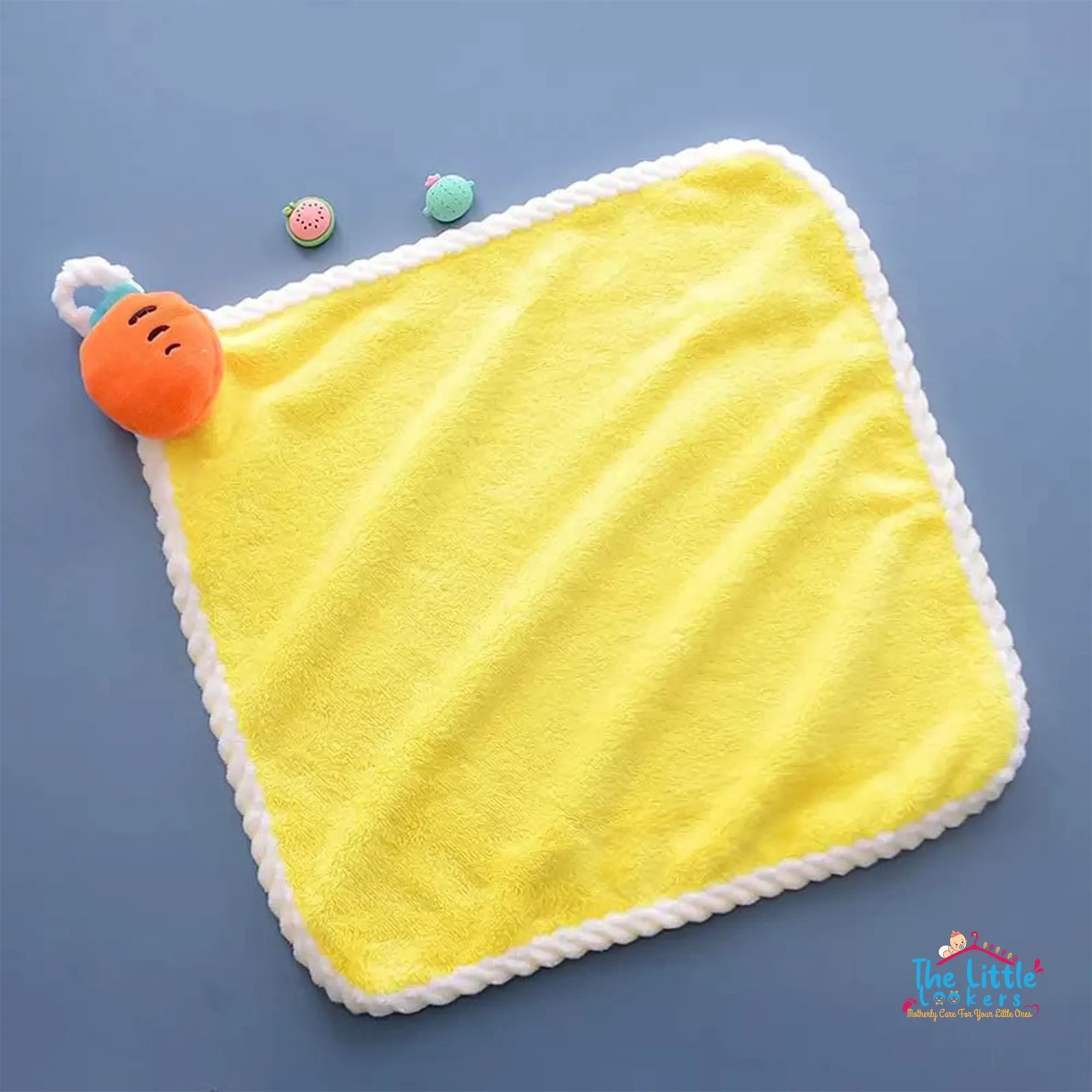 The Little Lookers Cute Microfiber Baby Washcloth for Newborns I Kids Hand Towel I Quick Dry I Super Absorbent, Super Soft Attached Soft Toy Washclothes for Infants, Babies, Toddlers (Pack of 2)