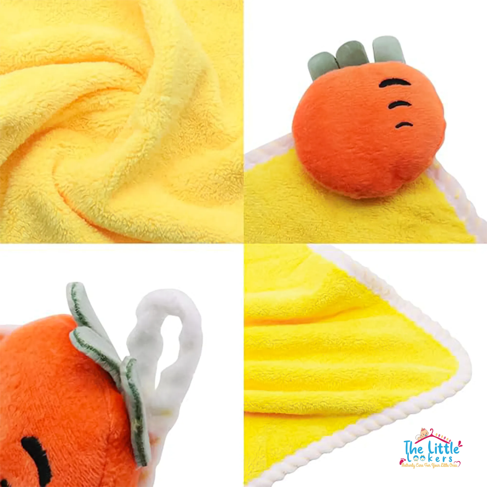 The Little Lookers Cute Microfiber Baby Washcloth for Newborns I Kids Hand Towel I Quick Dry I Super Absorbent, Super Soft Attached Soft Toy Washclothes for Infants, Babies, Toddlers (Pack of 2)