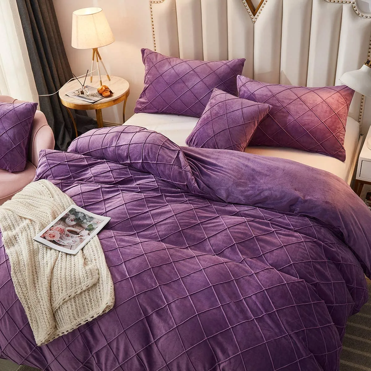 The Softy Diamond Purple Bed Set