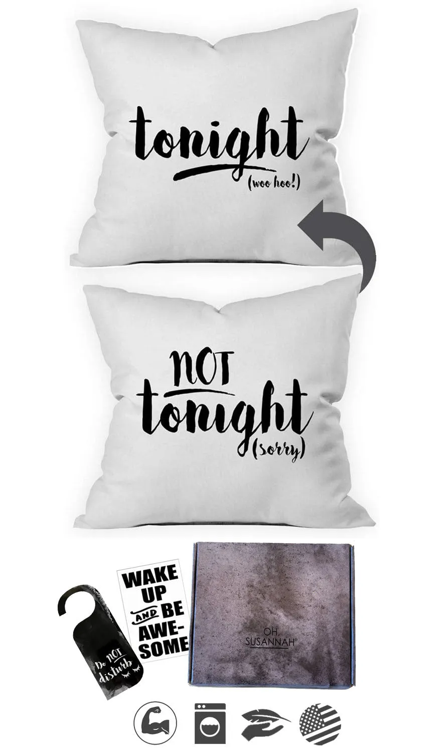 Tonight, Not Tonight Throw Couple Pillowcase - Perfect Bridal Shower Gift