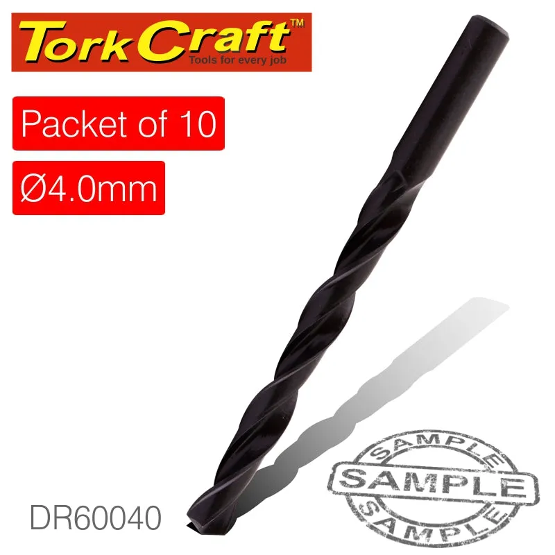 TORK CRAFT DRILL BIT HSS STANDARD 4.0MM PACKET OF 10 DR60040