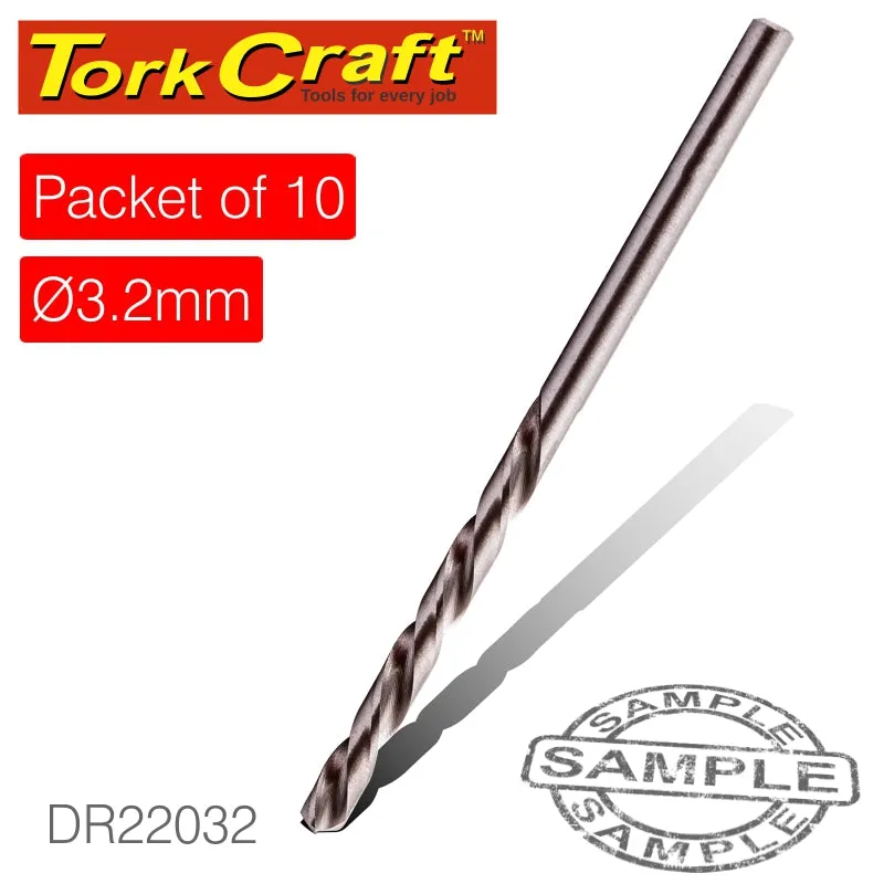 TORK CRAFT DRILL HSS 3.2MM 135DEG 10 PACK INDUSTRIAL BIT DR22032