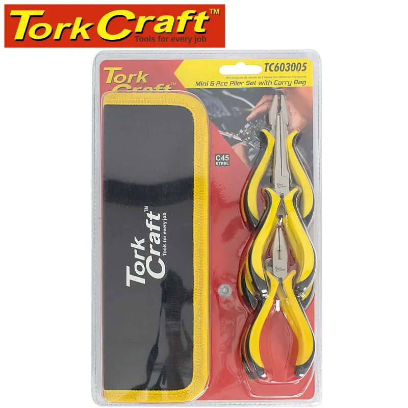 TORK CRAFT TORK CRAFT 5PC MINI PLIER SET C/W CARRY BAG TC603005