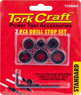 TORK CRAFT TORK CRAFT 7PC DRILL STOP SET (5.6.8.10.11.12MM) C/W ALLEN KEY TCDS002