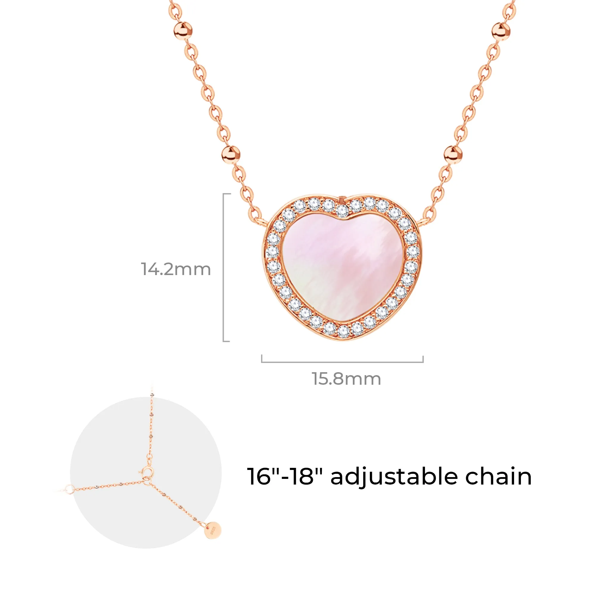 Totwoo Memory Digital Necklace with Spacer Bead Chain(18K Rose Gold Plated Silver & Mother of Pearl)