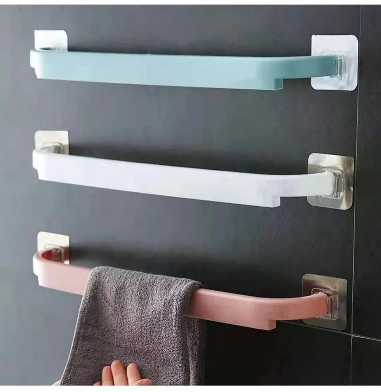 Towel Stand For Bathroom, Self Adhesive Punch-Free Plastic Bathroom Towel Bar, Modern Towel Rail Bathroom for Home Kitchen Bathroom