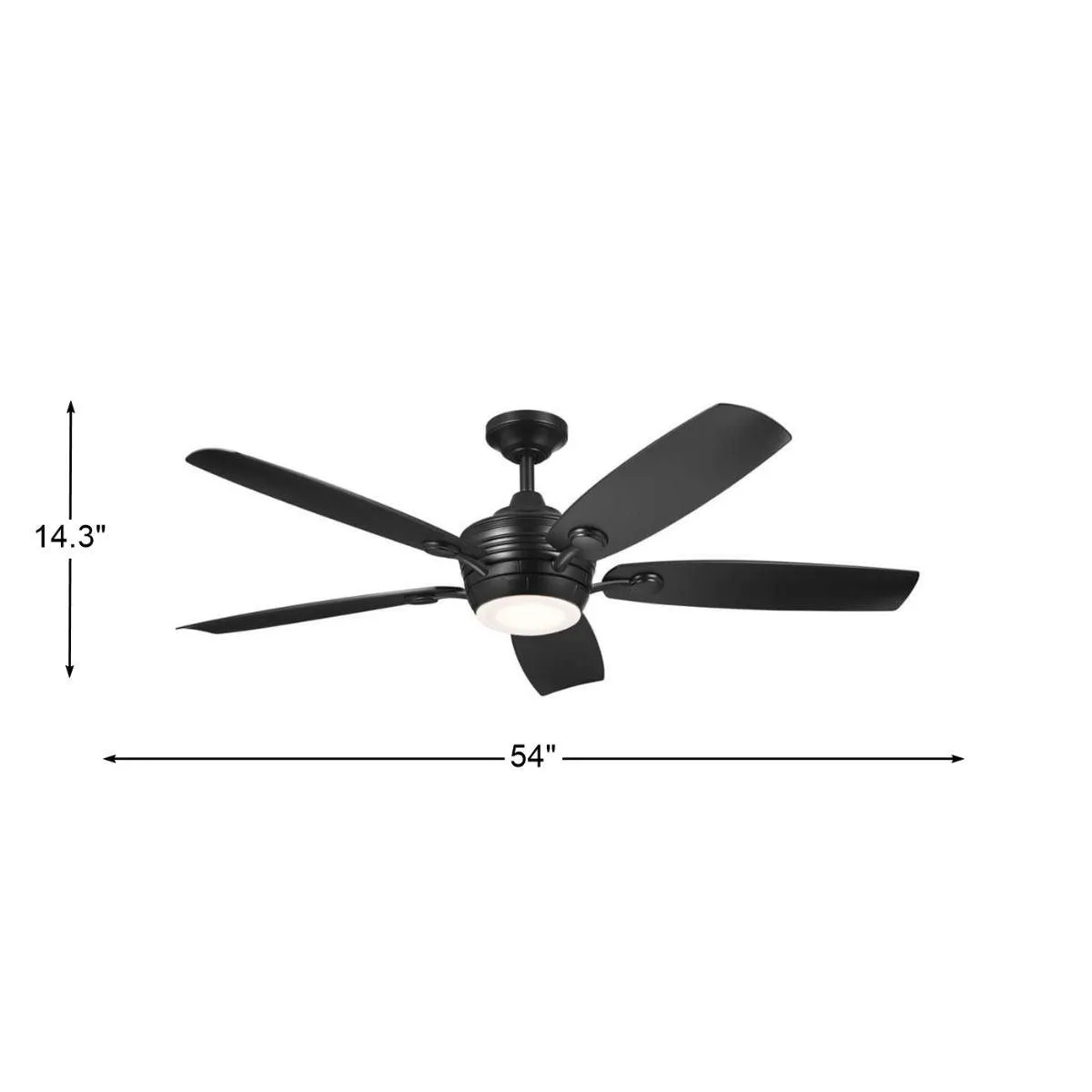 Tranquil Weather  56 Inch Satin Black LED Wet Rated Ceiling Fan with Remote