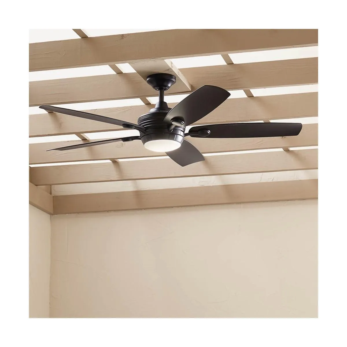 Tranquil Weather  56 Inch Satin Black LED Wet Rated Ceiling Fan with Remote