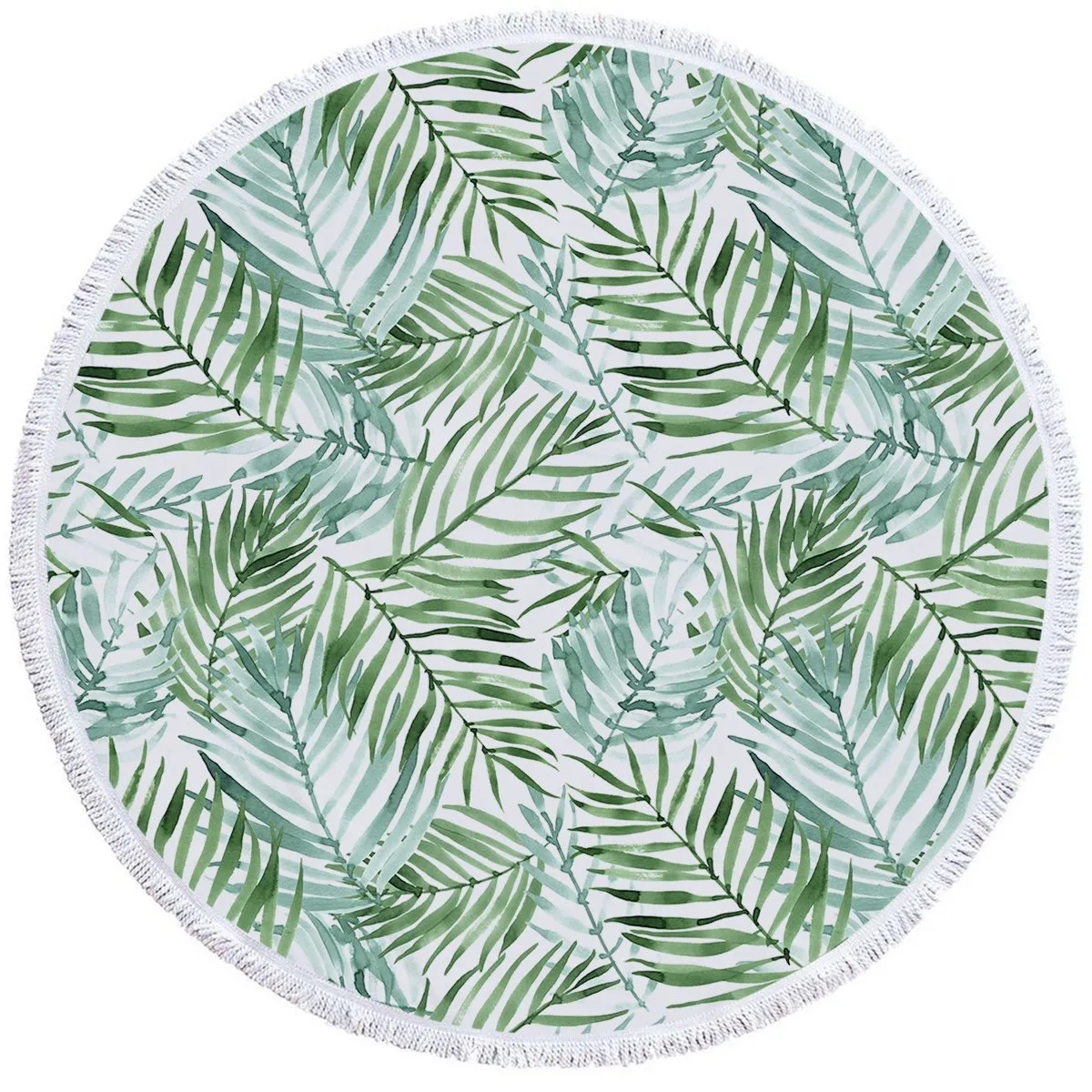 Tropical Palm Leaves Round Beach Towel