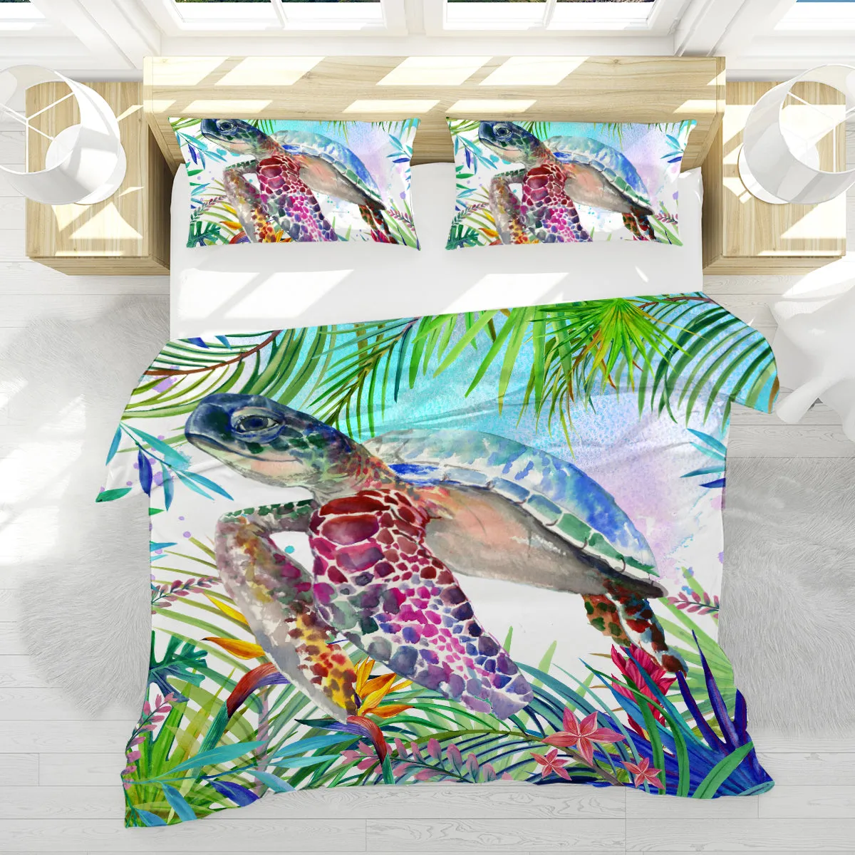 Tropical Sea Turtle Reversible Bedcover Set