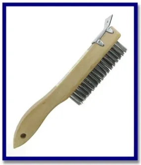 UNi-PRO Wooden Wire Brush With Metal Scraper - 1 UNIT