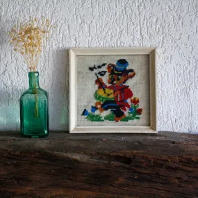 Vintage framed needlepoint embroidery