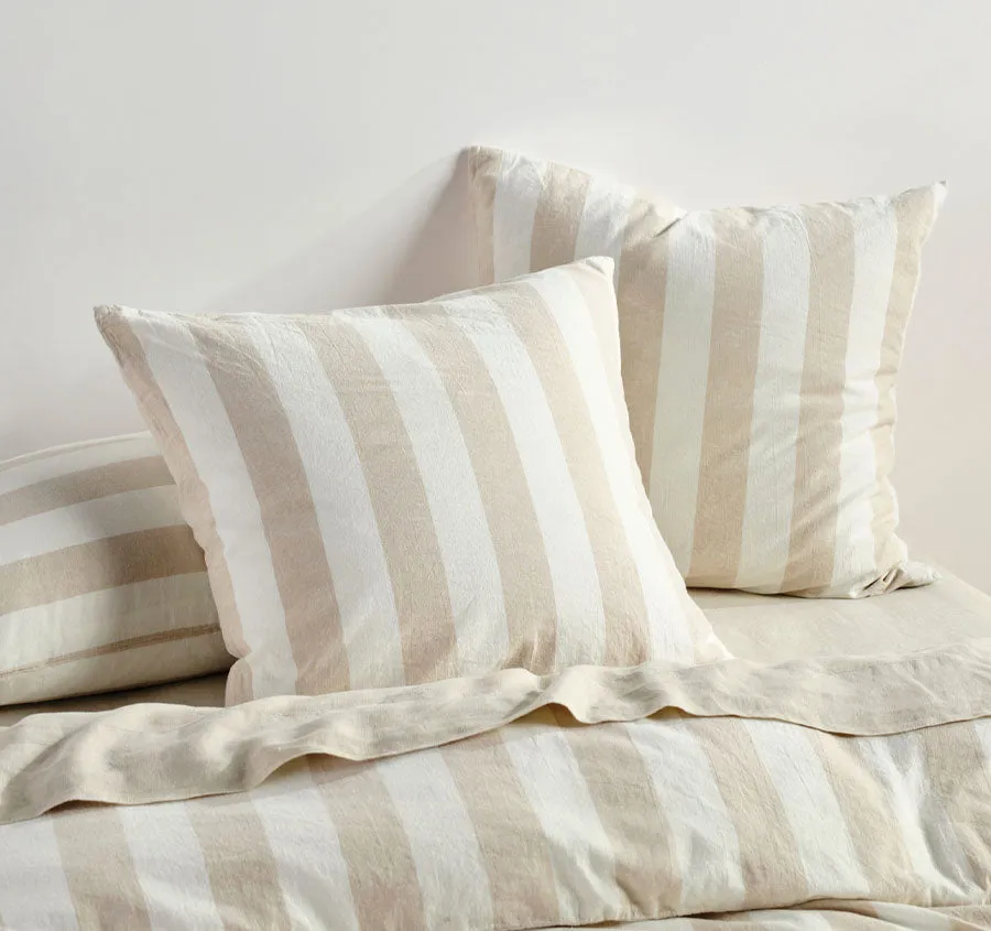 Vintage Stripe European Pillowcase Natural