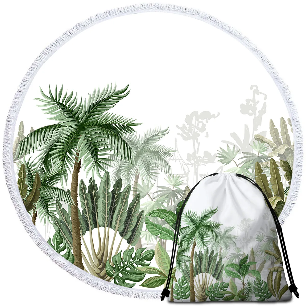 Vintage Tropical Round Beach Towel