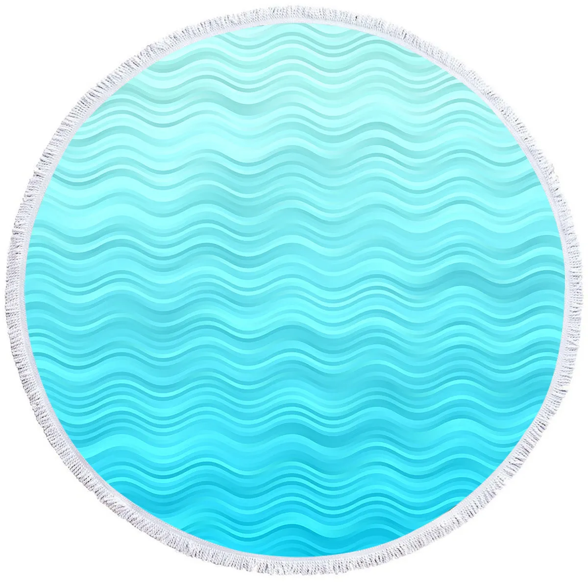 Waves of Blue Round Beach Towel