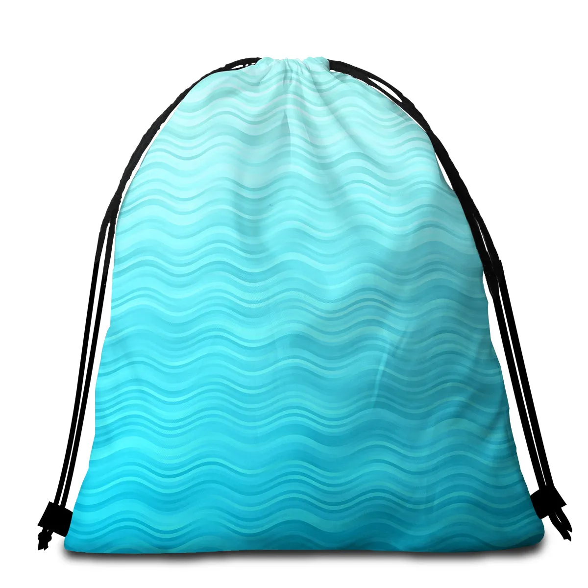 Waves of Blue Round Beach Towel