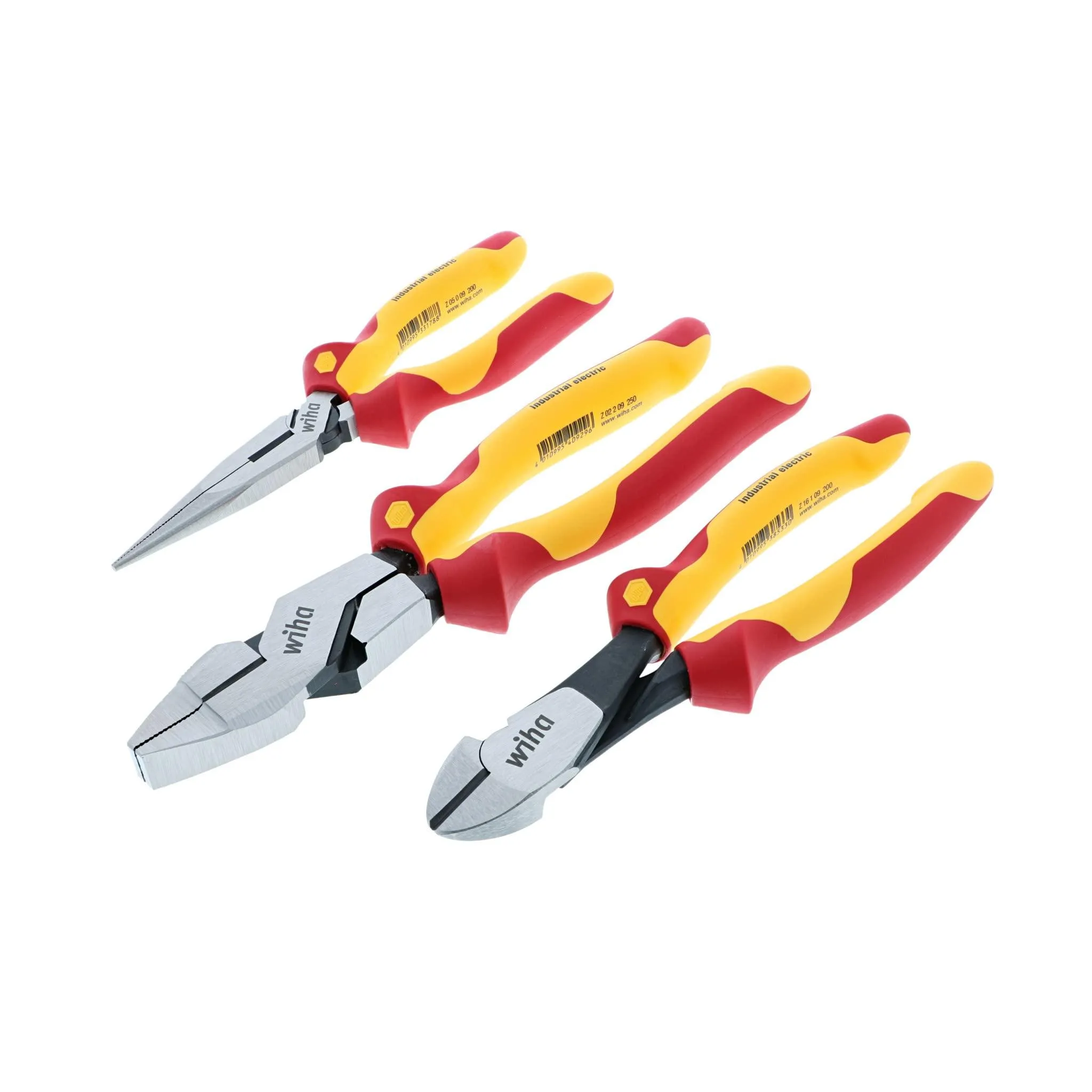 Wiha 3 Piece Insulated Industrial Grip Pliers and Cutters Set