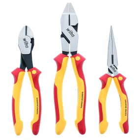 Wiha 3 Piece Insulated Industrial Grip Pliers and Cutters Set